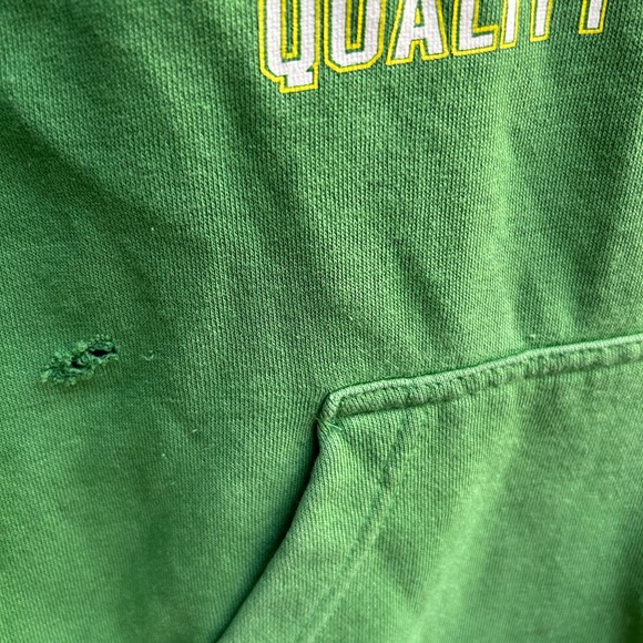 John Deere Barn Crew Men’s Medium Long Sleeve Hoodie Note 2 Small Holes in Pics - Picture 7 of 7